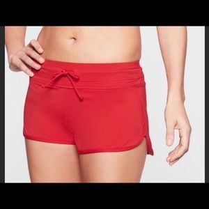 NWT Athleta Red Kata Surge Swim Shorts